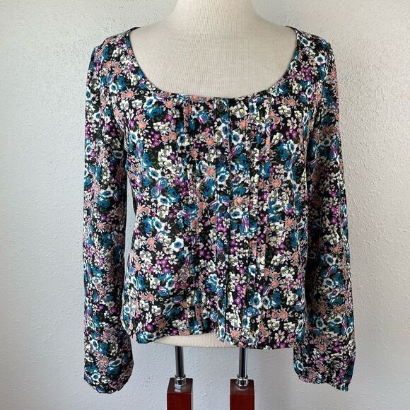 Mudd Floral Button Down Top Size M EUC - Picture 1 of 8